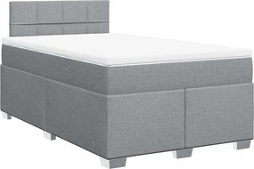 vidaXL Pat box spring cu saltea, gri deschis, 120x190 cm, textil