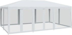 vidaXL Cort de petrecere cu 10 pereți din plasă, alb, 6x4 m, HDPE