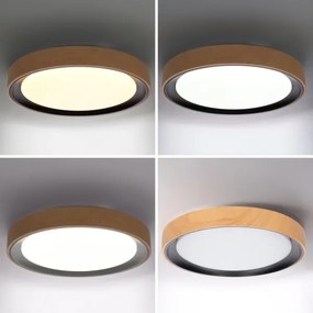 Brilagi - Plafonieră LED dimabilă FLOCO, 48W, 230V, Ø 40 cm, lemn/negru + telecomandă