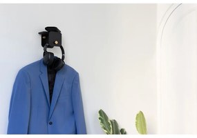 Cuier de perete negru cu raft din metal Hang in There – UMAGE