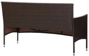 Set mobilier de gradina cu perna, 2 piese, maro, poliratan Maro, 148 x 58 x 84 cm, 1