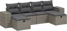 vidaXL Set mobilier grădină cu perne, 6 piese, gri, poliratan