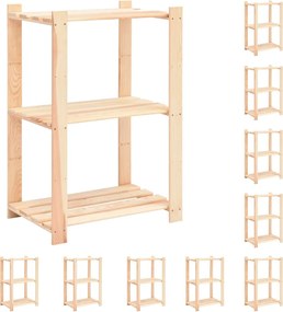 vidaXL Etajere cu 3 niveluri, 10 buc., 60x38x90 cm, pin masiv, 150 kg