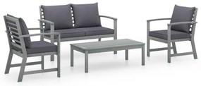 vidaXL Set mobilier de grădină cu perne, 4 piese, lemn masiv de acacia