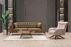 Canapea Extensibilă cu 3 Locuri Siesta With Capitone 3 Seater, Maro