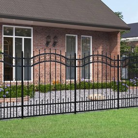 vidaXL Gard grădină cu vârfuri negru 165 cm oțel vopsit electrostatic