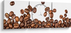 Tablou - Boabe de cafea (cu ceas) (90x30 cm)