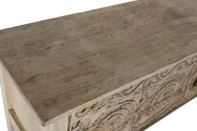 Consolă sculptată manual din lemn masiv de tec și mango, finisaj natur, „Legacy”