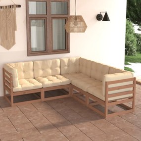 3076777 vidaXL Set mobilier de grădină cu perne, 5 piese, lemn masiv de pin