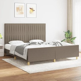3125239 vidaXL Cadru de pat cu tăblie, gri taupe, 180x200 cm, textil