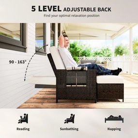 Outsunny Canapea de Gradina cu Banca Mobilier de Gradina din Ratan Maro | Aosom Romania