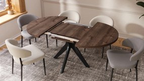 Mazzoni RENZO Stejar Maro/picior negru - MASĂ ROTUNDĂ Ø110 EXTENSIBILĂ PÂNĂ LA 180 cm | PENTRU BUCĂTĂRIE SUFRAGERIE LIVING RETRO