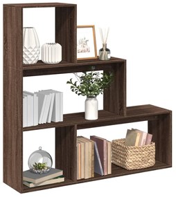vidaXL Bibliotecă/separator 3 niveluri stejar maro 123x29x123 cm lemn