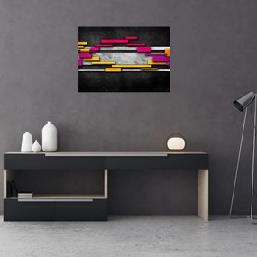 Tablou pe sticlă - Abstrac colorat, fundal negru (70x50 cm)
