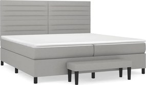 vidaXL Pat box spring cu saltea, gri deschis, 200x200 cm, textil