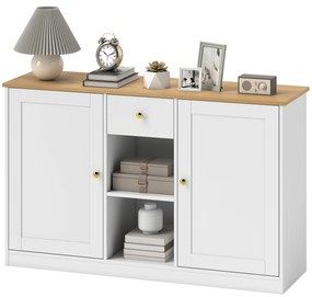 HOMCOM Comodă de bucătărie, Sideboard cu Sertar, Dulapuri, Rafturi, Span, Alb | Aosom Romania