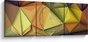 Tablou - Abstracție 3D poligonală (cu ceas) (90x30 cm)