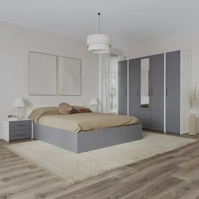 Set dormitor Malmo haaus V10, Pat 200 x 140 cm, Stejar Alb/Antracit