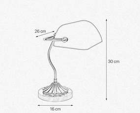 Lampa de birou din alama si sticla verde Banker