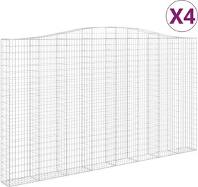 vidaXL Coșuri gabion arcuite, 4 buc, 400x30x220/240cm, fier galvanizat