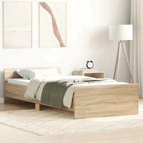 vidaXL Cadru pat fără saltea stejar sonoma, 90x200 cm, lemn prelucrat