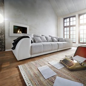 Canapea extensibilă dumonde cu 2 lăzi de depozitare si sezut confortabil din spuma high-density, Verona Loft White 310x100 cm