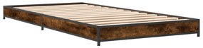 845183 vidaXL Cadru de pat, stejar fumuriu, 90x190cm, lemn prelucrat și metal