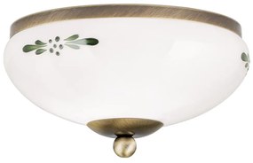 Plafoniera clasica Landhaus 21cm alama antique/ sticla opal decor verde