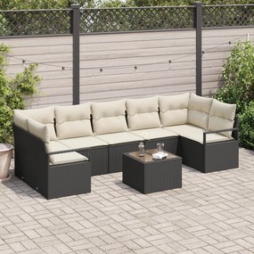 Set de Sofa de Grădină vidaXL cu Perne Negru Poliratan