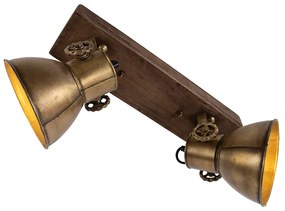 Plafoniera bronz cu 2 lumini cu lemn - Mangoes