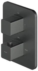 Baterie cada - dus incastrata Omnires Parma termostatata grafit cu corp ingropat