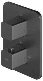 Baterie cada - dus incastrata Omnires Parma termostatata grafit cu corp ingropat