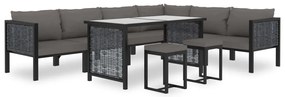 vidaXL Set mobilier de grădină cu perne, 9 piese, antracit, poliratan