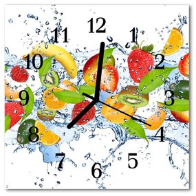 Ceas de perete din sticla pătrat Fructe de apă de fructe Multi-colorat