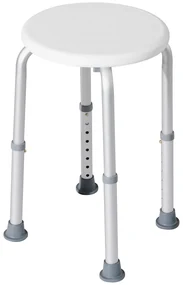 HOMCOM Scaun de Duș pentru Vârstnici cu Înălțime Reglabilă pe 8 Poziții și Picioare Antiderapante, 34.2x34.2x34.8-52.3 cm, Alb | Aosom Romania