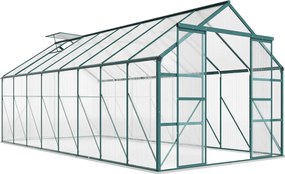 Outsunny Seră din Aluminiu, Seră de Grădină din Policarbonat pentru Plante, Legume, Fructe, 244x500x216 cm, Transparentă | Aosom Romania