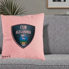 Perna Personalizata CSM Alexandria Fotbal, 40x40 cm, Roz, Husa Detasabila, Perna Inclusa, BEKZ®