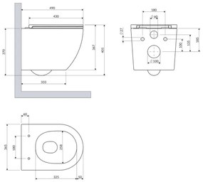 OMNIRES OTTAWASPXMWBM - WC suspendat OTTAWA cu capac SoftClose, ceramică, alb