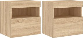 vidaXL Comodă TV de perete cu LED, 2 buc. stejar sonoma, 40x30x40 cm