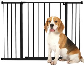 PawHut Poartă pentru Câine Extensibilă cu Deschidere Amplă, Poartă de Siguranță din Oțel și Plastic, 76-107x76 cm, Negru | Aosom Romania
