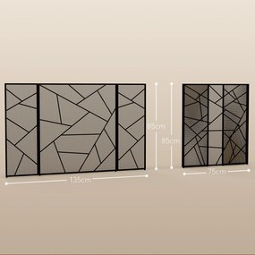HOMCOM Paravan Pliabil Anti-Scântei pentru Șemineu cu 3 Panouri, 135x1,2x85 cm, Negru | Aosom Romania