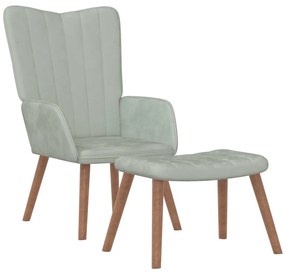 327666 vidaXL Scaun de relaxare cu taburet, gri deschis, catifea