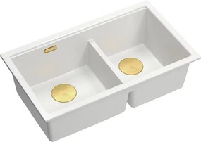 Chiuveta compozit incastrata Quadron Logan 120 alb - auriu 76x45 cm