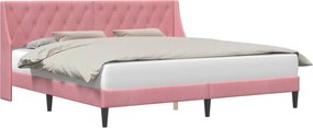 vidaXL Cadru de pat cu headboard Roz 180 x 200 cm Catifea