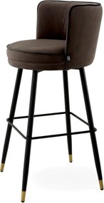 Scaun de bar pivotant design LUX Grenada, catifea Savona gri