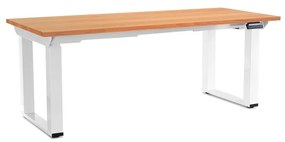 Masă înălțime reglabilă OfficeTech Strong 180 x 80 cm, picioare albe, fag