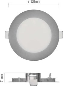 Corp de iluminat LED încastrat NEXXO, 7 W, 230 V, 3000/3500/4000 K, argintiu, Ø 12 cm