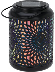 Lampă solară LED Mandala negru, 18 cm, alb cald