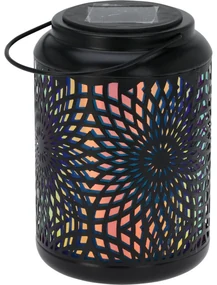 Lampă solară LED Mandala negru, 18 cm, alb cald