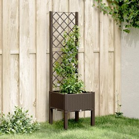 vidaXL Jardinieră de grădină cu spalier, maro, 40x40x142 cm, PP